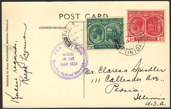Post Card mailed from R.M.S. Lady Drake