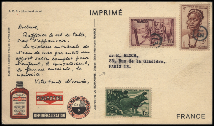 French West Africa Dear Doctor Card